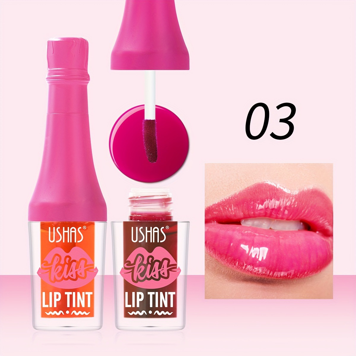 USHAS Brillo de labios de punto transfronterizo europeo y americano, brillo de labios de color duradero, lápiz labial que no se desvanece, esmalte de labios, taza antiadherente LG2511