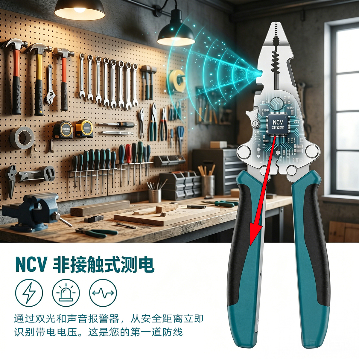 多功能充电可照明电工剪线接线拨线压线剥线钳 手持可折叠剥线钳