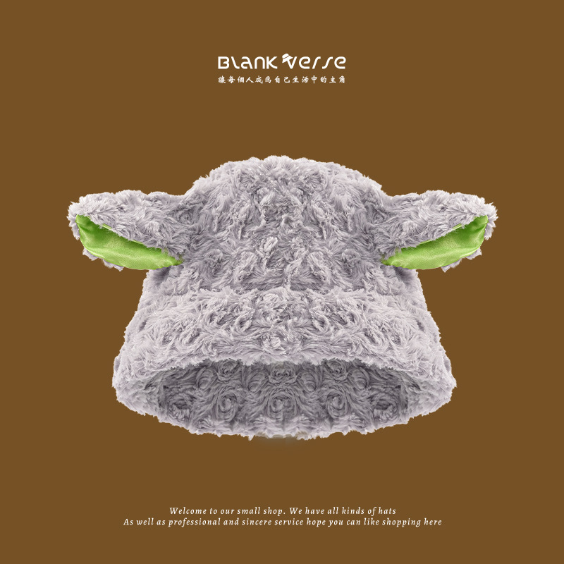 Sombrero de felpa de piel de zorro falso de las mujeres invierno estilo coreano cara de aspecto pequeño grueso cálido sombrero de pescador circunferencia de la cabeza grande sombrero de lavabo a prueba de frío