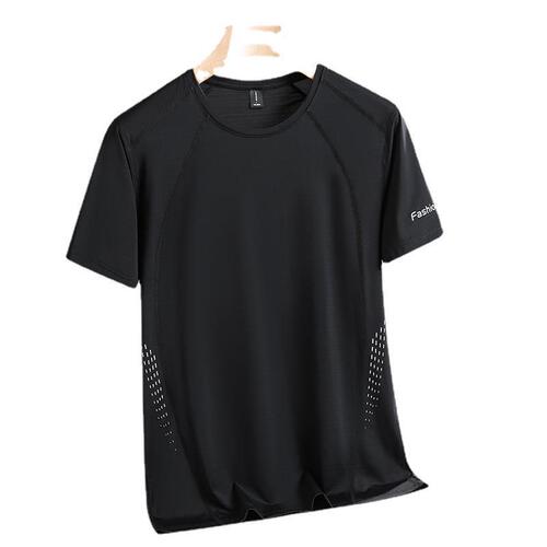 Summer Couple Sporty Casual Ice Silk Quick-Dry Short-Sleeve Men and Women Thin Ice Sensation Elastic Breathable Loose Fit T-shirts