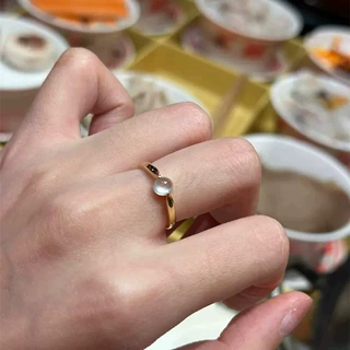 清透白玉髓蛋面戒指女款设计感小众轻奢气质新中式复古开口食指戒