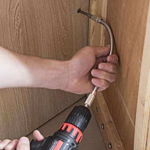 Silver metal swivel soft shaft coupling rod, multi-angle operation, multi-purpose charging drill soft shaft, carbon steel shaft core