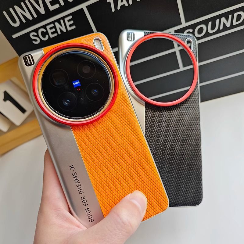 秒变格钻相机款适用vivox200pro手机壳MINI拼接双色素皮撞色全包