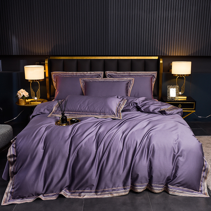 100 algodón australiano largo algodón satin homenaje bordado cuatro piezas set de algodón desnudo cama cama cama de gama alta