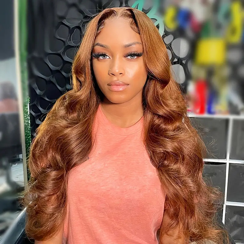 European and American Amazon Wig Lace 13X4 Headgear Ginger Human Hair Lace Frontal Wig