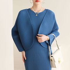 Quality 2024 early spring new high-end pleated slim and versatile casual cardigan shell long-sleeved jacket
