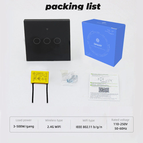 WIFI switch single live wire touch graffiti smart wall light voice timing tempered glass European standard wall switch