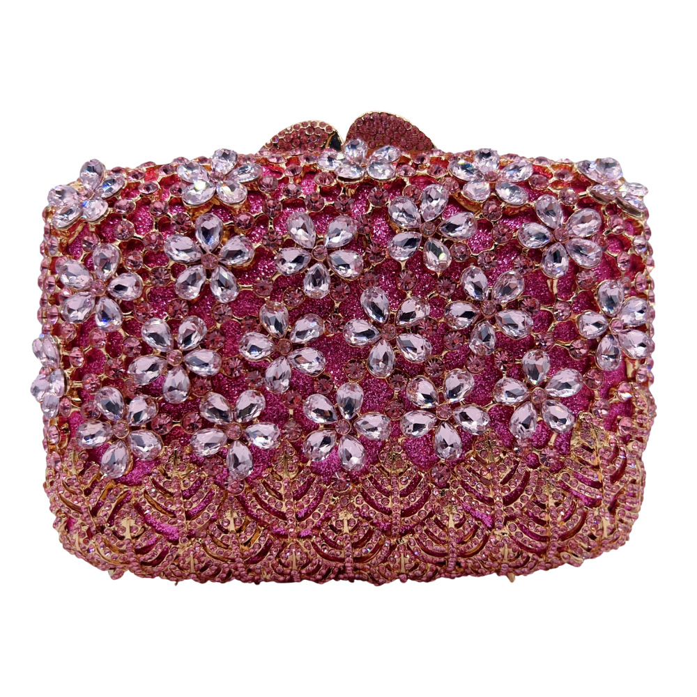 Bolsa de piedra nueva flor de clavo con diamantes bolsas de cena de fiesta de boda bolsas de diamantes