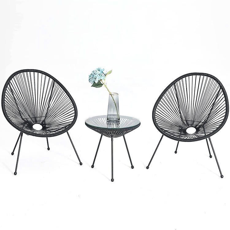 Tres piezas de muebles al aire libre silla de patio balcón silla de huevo silla de huevo silla de caña image 8