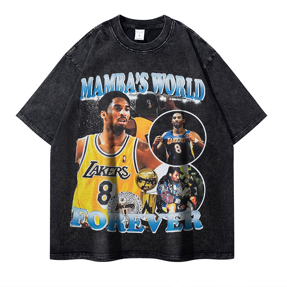 230G al por mayor transfronteriza lavada vieja manga corta verano algodón suelto todo partido retro calle moda marca ins comercio exterior