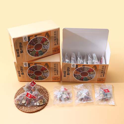 Five-fingered Peach Smilax Poria Tea Red Bean Coix Tea Wet Tea Coix Rice Healthy Girls Soak Water and Drink Independent Bags of Flower Tea Bags