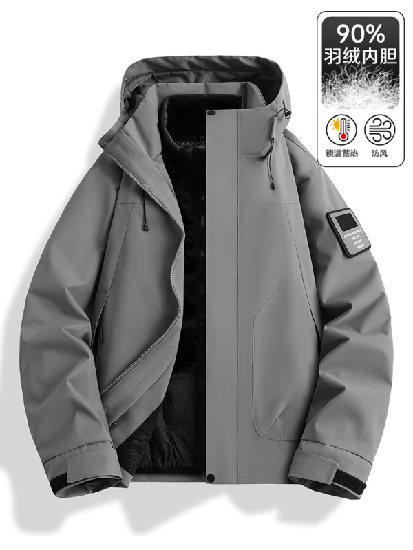 三合一羽绒可拆卸冲锋衣两件套户外防风防水90绒登山服新国标夹克|undefined