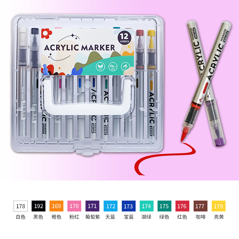 Líquido directo tipo blando acrílico marcador conjunto impermeable impermeable DIY graffiti dibujo de estudiantes pincel de relleno de color