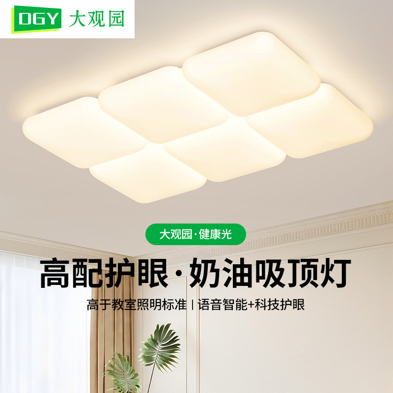 Luz de techo de la sala de estar nueva luz de protección de ojos de espectro completo, lámpara principal de la sala de estar moderna y simple, iluminación de viento de crema 293L