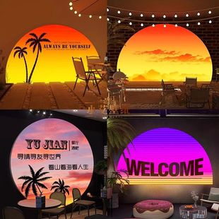 Camping Bistro Painting Internet-Famous Outdoor Sunset Check-In Background Wall Light Box Decoration Setup Ambiance Light Wedding Soft Film
