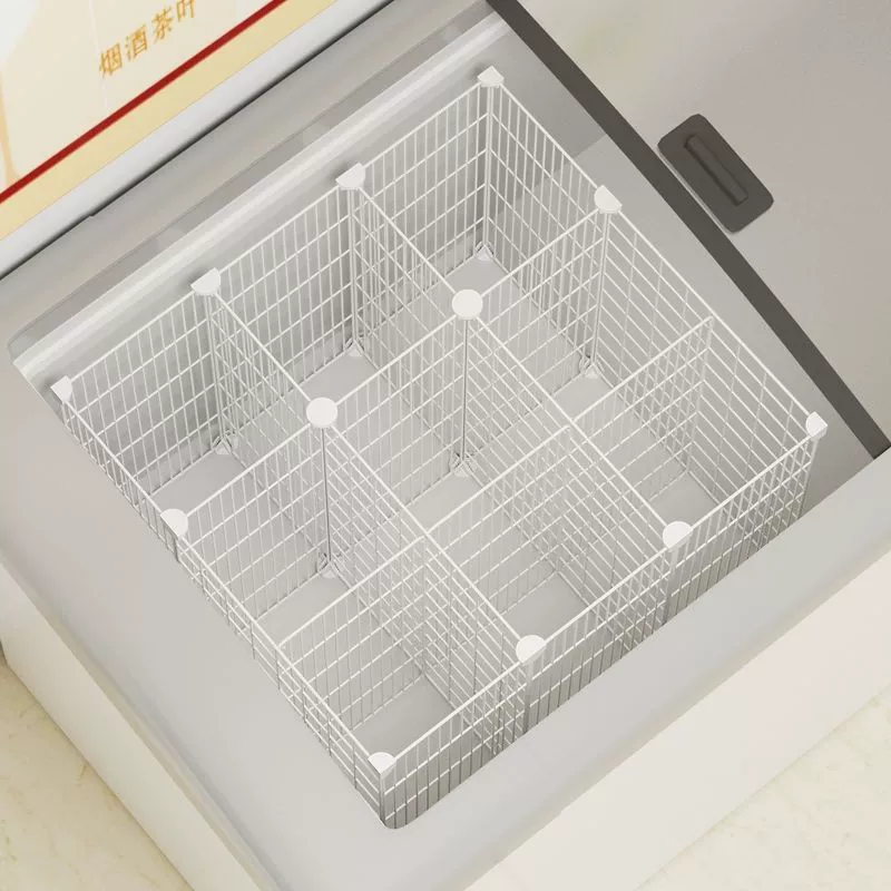 Built-in Wire Basket Fridge Organizer, 47cm Deep, Multi-Tier Adjustable Shelves, Partition Grid