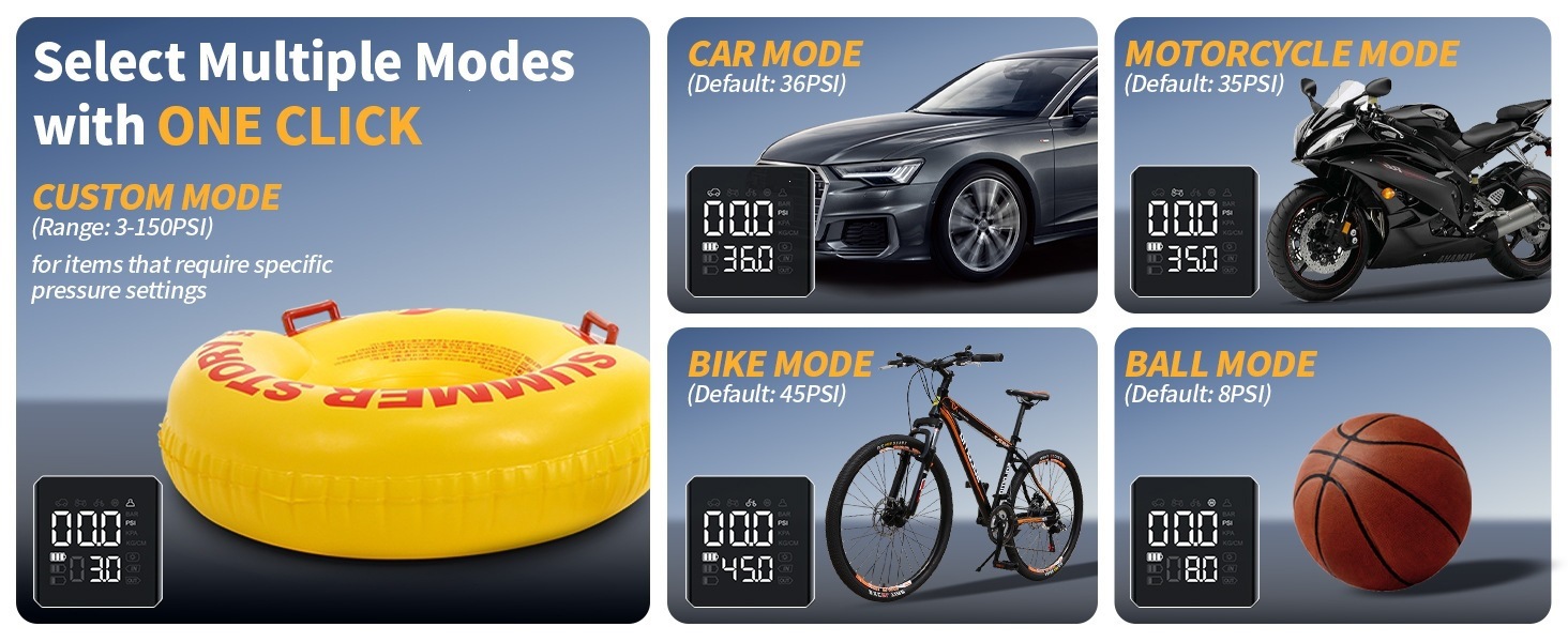 Cross-Border Hot-Selling Wireless Car Air Pump, Electric Smart Portable Off-Road Bicycle Air Pump