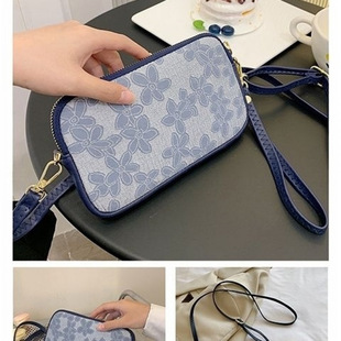 2024 Crossbody Lightweight Small Bag Cartoon Mother Middle-aged and Elderly Zipper Embroidered Pocket Horizontal Mobile Phone Bag Horizontal