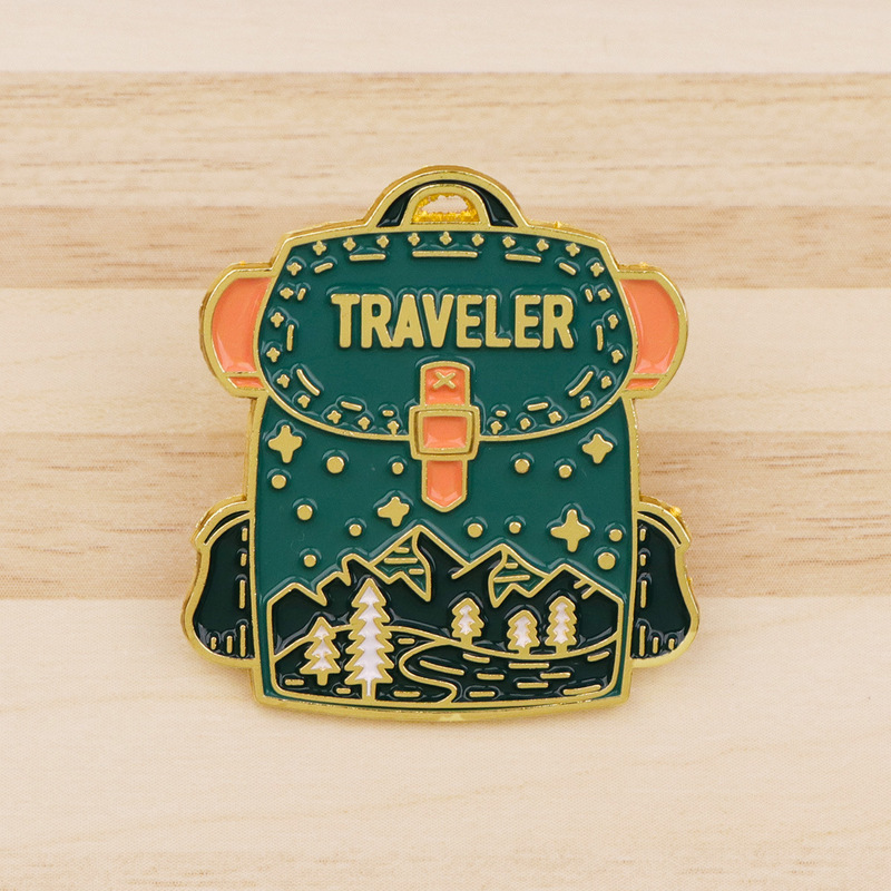Traveler Backpack Metal Brooch Green Camping Enamel Brooch Outdoor Adventure Traveler Accessory Personalized Badge Traveler Backpack Metal Brooch Green Camping Enamel Brooch Outdoor Adventure Traveler Accessory Personalized Badge
