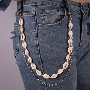 1Pcs New Fashion Beach Shell Decoration Knotted Double Layer Casual Fashion Spring Trendyy Trouser Chain Same Style for Men and Women