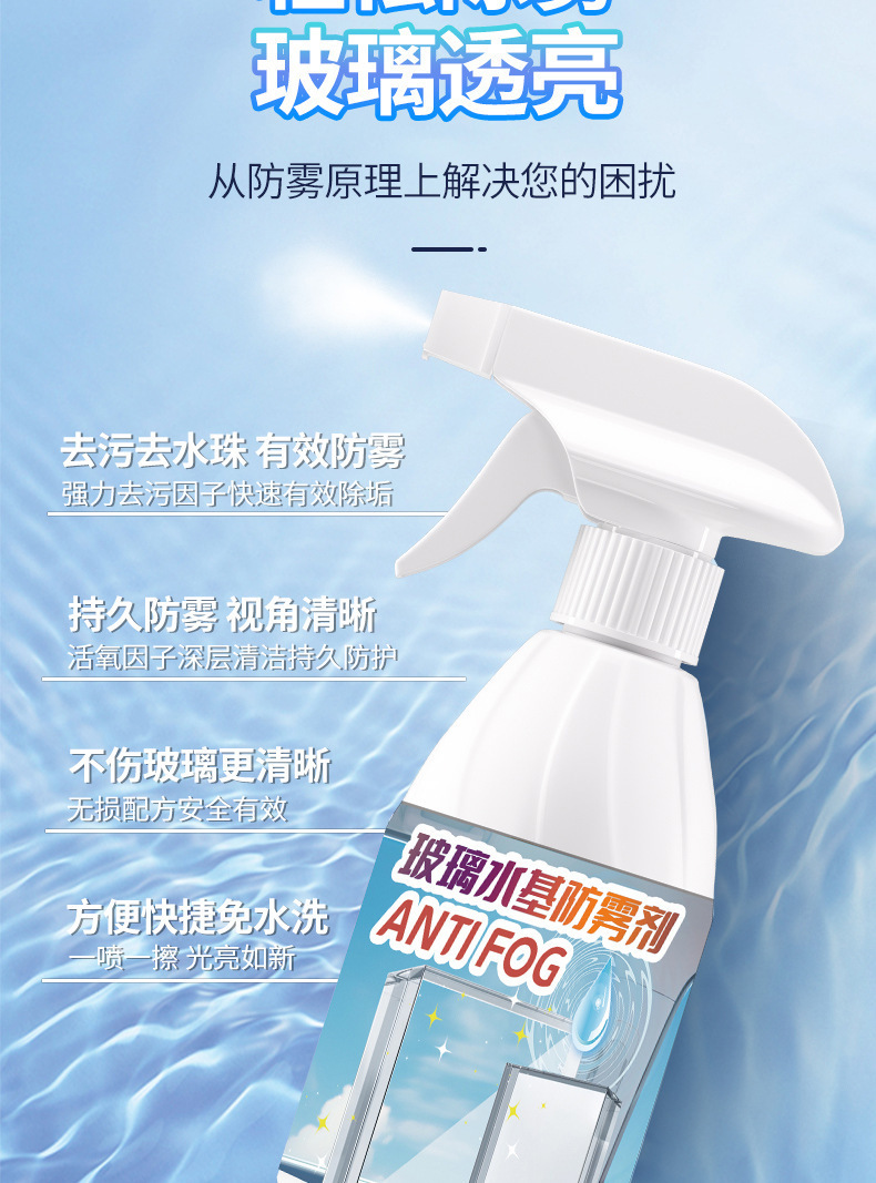 Glass Anti-Fog Agent, Car Water Repellent, Front Windshield Anti-Fog Spray, Rearview Mirror Rain Repellent, Defogging Spray