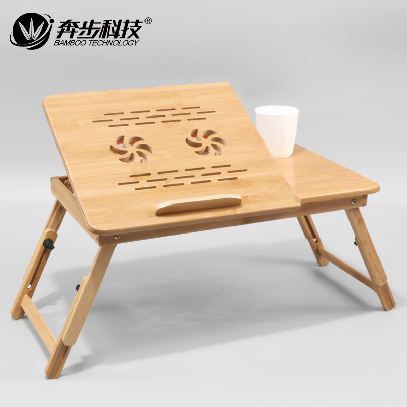 Samexi Bamboo Bed Foldableing Table Adjustable Laptop Table Dormitory Bed Small Table Cooling Lazy Table