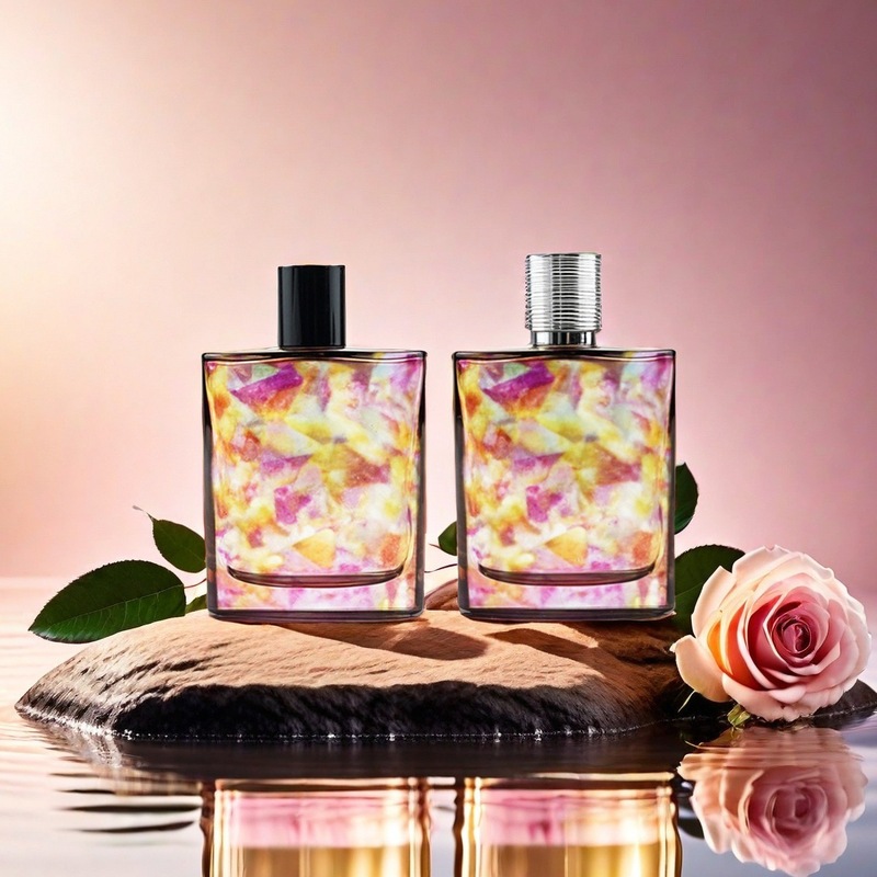 wp100ml カラフルでユニークなガラス製の正方形の香水瓶、スプレーボトル、空瓶、キャップと組み合わせることができます|undefined
