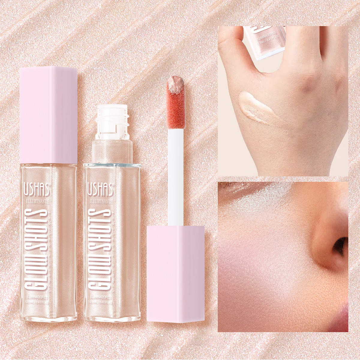 USHAS europeo y americano punto transfronterizo líquido de alto brillo impermeable y duradero contorno brillante líquido sedoso FS459B