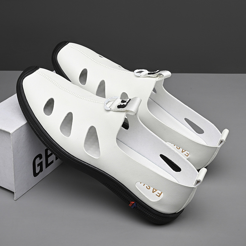 Herren Leder Slipper Sandalen, Atmungsaktive Weiche Clogs Schuhe_voghion.com