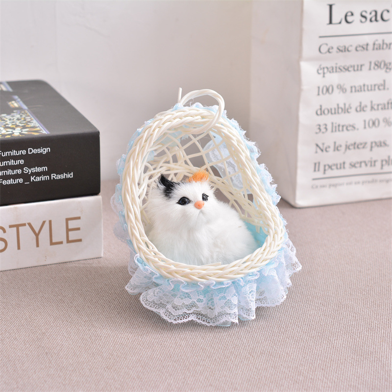 소리가있는 검은 오렌지 고양이 (무작위 대나무 바구니 보내기)