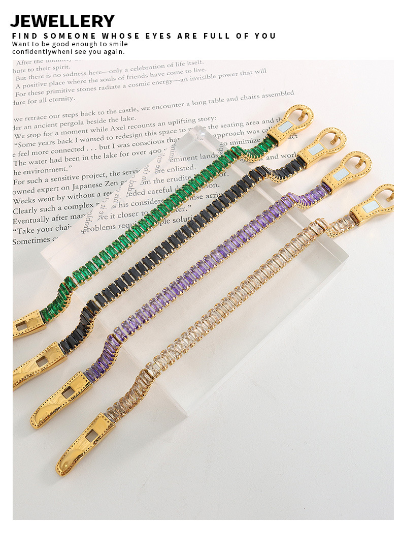 French Style Solid Color Titanium Steel Bracelets Inlay Zircon Stainless Steel Bracelets
