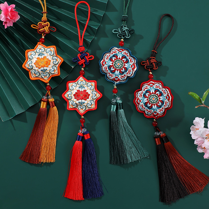 敦煌の花の香の袋の平安の記号の中国風の香の袋の艾草の刺繍のカバンは身につけて観光地区の文を作って贈り物を作ります。|undefined
