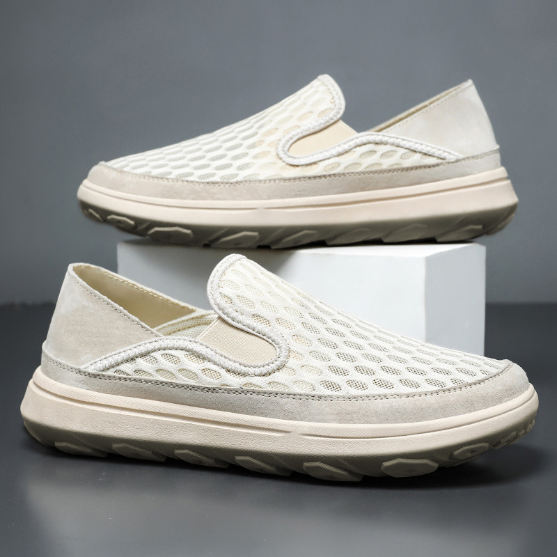 Zapatos de hombre transfronterizos de comercio exterior zapatos de verano hombre respirado zapatos de malla casuales con suela suave zapatos de hombre con un pie