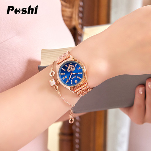 Quartz watch ladies watch POSHI cross-border fashion student watch temperament trendy female calendar steel band watch