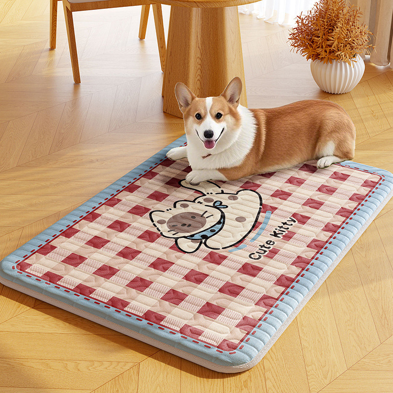 Alfombrilla de hielo para mascotas de verano, alfombrilla para perros, seda de hielo lavable a máquina, alfombrilla para dormir para perros y gatos