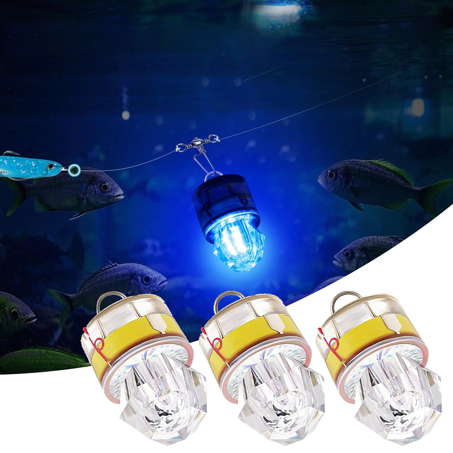 Fish Lure Lamp Underwater Fish Gathering Lamp Diamond LED Fish Lamp…