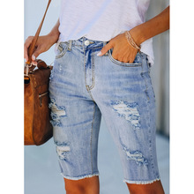 N 29294 Washed distressed denim shorts ˮϴ�ƶ�ţ�ж̿�