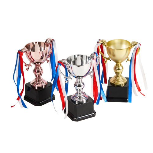 Department ribbon metal trophy basketball football match student match gold silver bronze trophy lettering printing gold