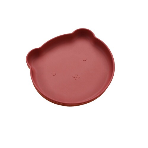 Food grade silicone children's dinner plate, high temperature resistant suction cup baby food supplement tableware, cartoon silicone bear dinner plate
