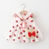 Summer small princess costume, children's strawberry, fresh dress with sleeves sleevless, bag