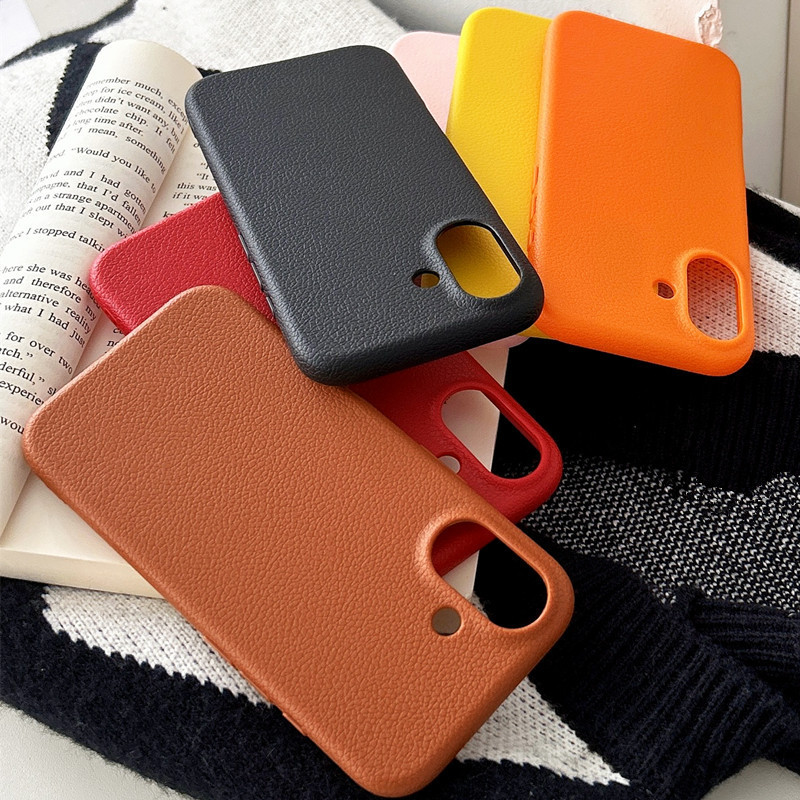 Leather-Textured iPhone 16 Phone Case Suitable for Apple 17 Pro Max Silicone 15 Cross-Border 14 Niche 13 Simple 12