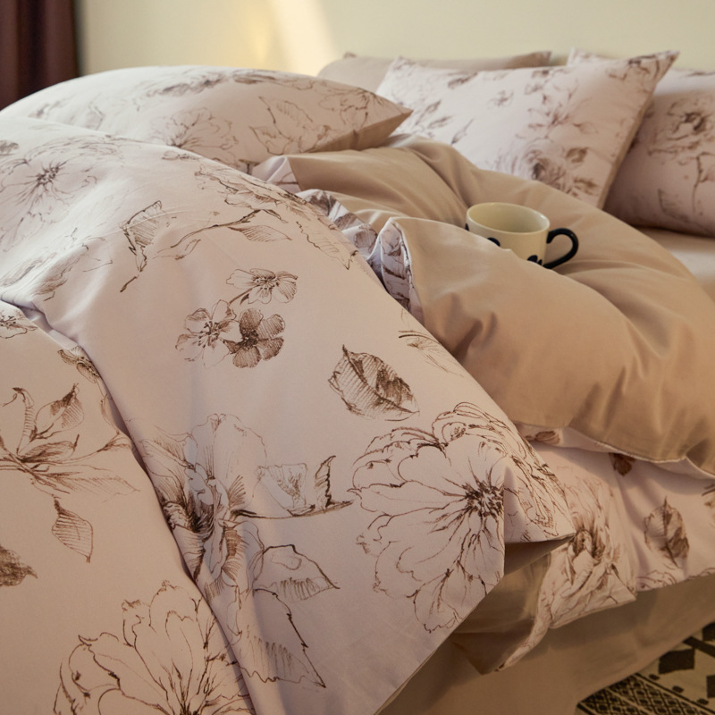 Alta gama A algodón abrasivo de cuatro piezas de invierno engrosado sábanas de cama de algodón de lana larga cálida 60s de cuatro piezas