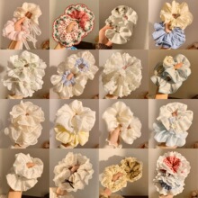 发圈女高级感扎发发绳韩系超大号慵懒风头花甜美花边头绳大肠发圈