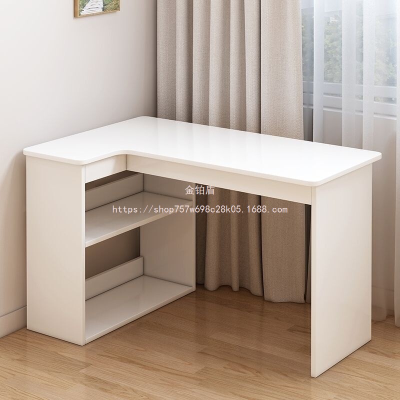 Gold Platinum Shield Bedroom Integrated Solid Wood Desk Bookshelf Writing Corner Home Table Corner Student Study Desk Electric
