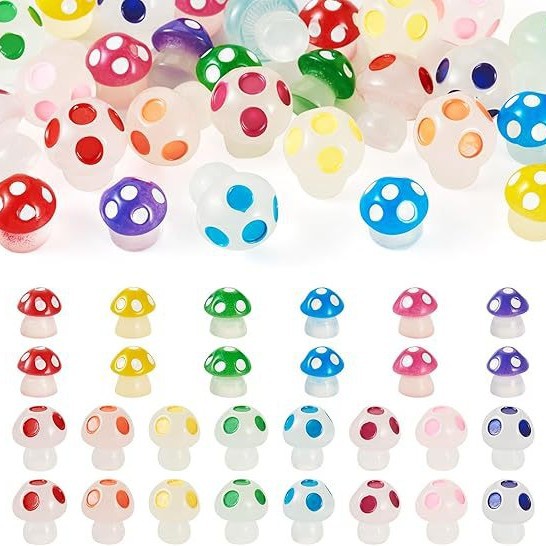 Moss Micro-Landscape Ornaments Colorfulful Luminous Small Mushroom Resin Gardening Potted Landscaping DIY Decoration Accessories