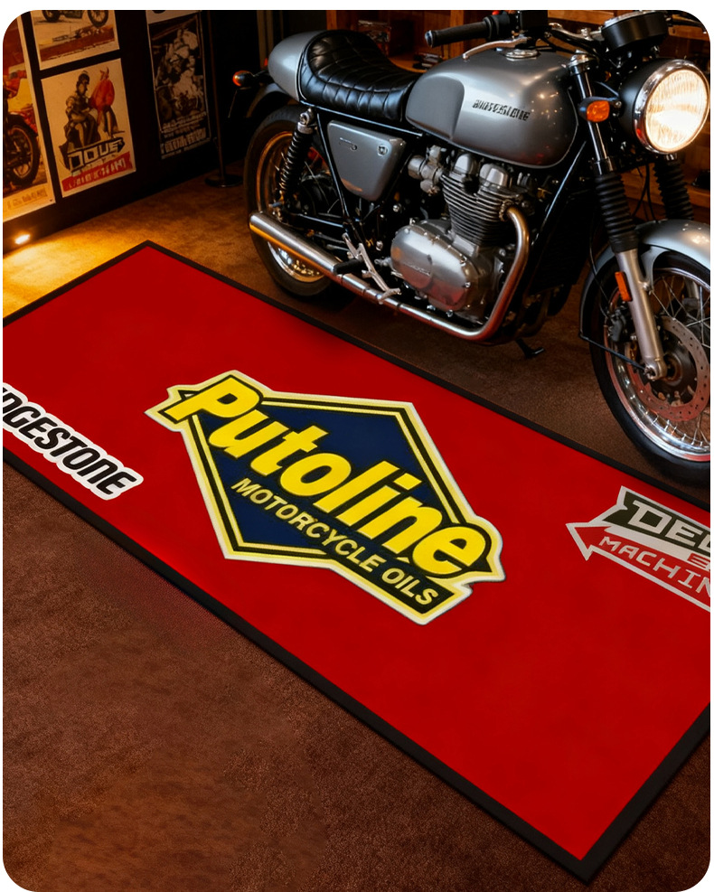 Motorcycle Nylon Floor Mat Kawasaki Harley Printed Rubber Mat Enthusiast Oil-Proof and Anti-Fouling Off-Road Motorcycle Special Mat