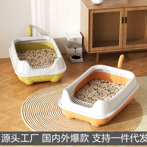 Cat litter box extra large semi-enclosed anti-splash cat litter box open cat litter box PP extra large cat toilet wholesale