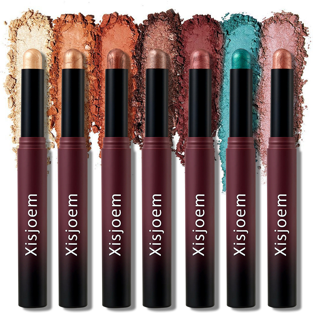 Cross-Border Eye Shadow Stick, Brightening, High-Gloss, Waterproof Eye Shadow, One-Stroke Molding Liquid Makeup, Natural Pearlescent Pen for Beginners