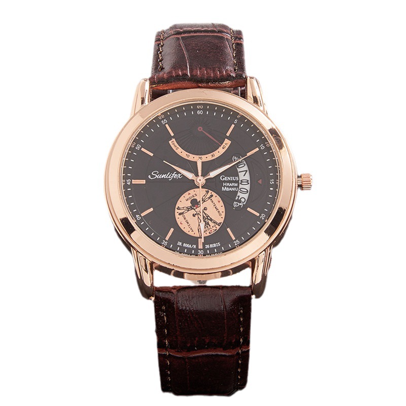 Reloj de hombre de marca suiza reloj de cuarzo de calendario ultra delgado reloj de cuarzo de cinturón real de negocios de moda