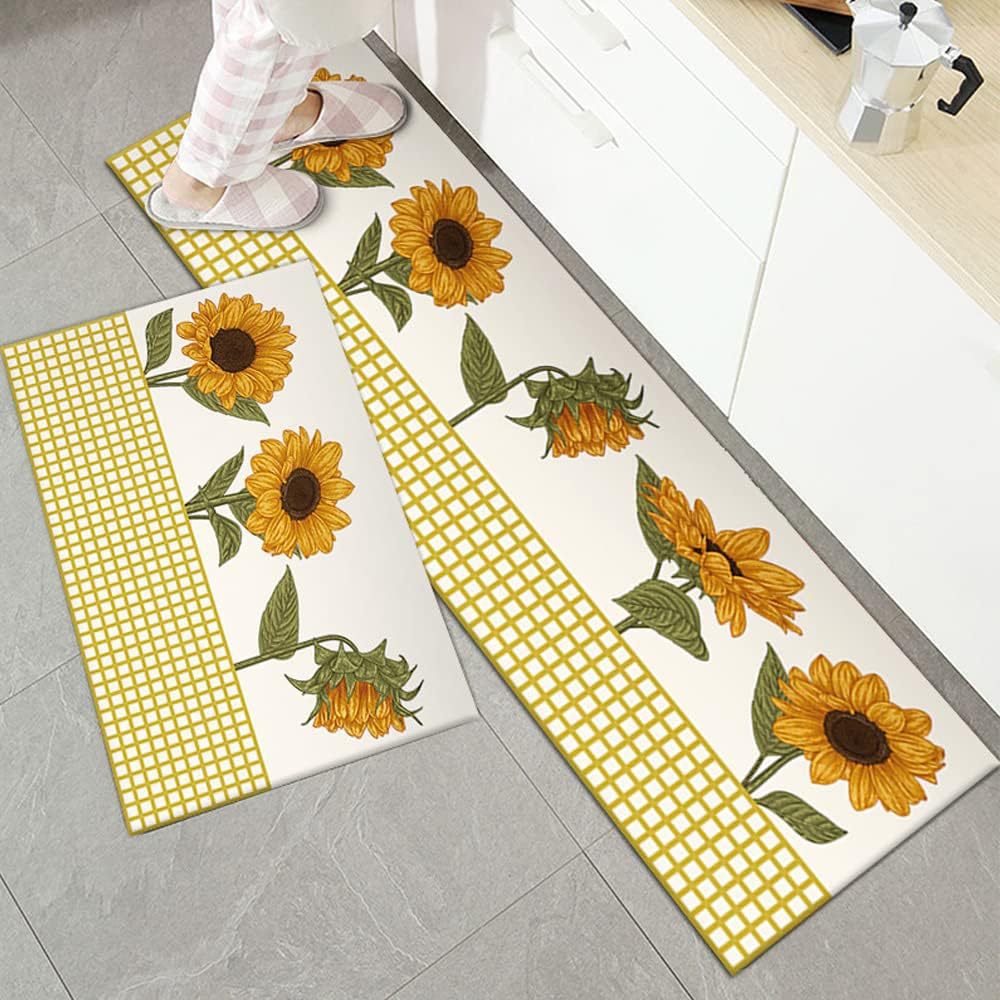 2024 Amazonas primavera y verano flor decoración de cocina girasol flor pequeña alfombra fresca alfombra absorbente del lavabo